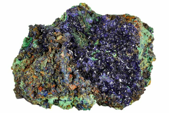 Phenomenal, Sparkling Azurite Crystals With Malachite - Laos #107205